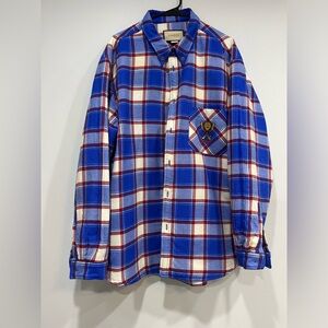 Men’s GUCCI wool plaid button shirt